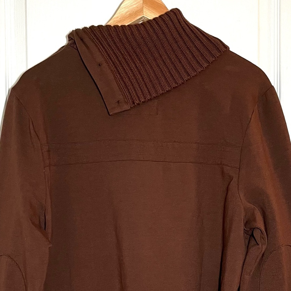 Old Navy SoSoft Brown Ribbed Cowl Neck Sweater Elbow Patchwork Chunky Preppy Y2K - Picture 3 of 16
